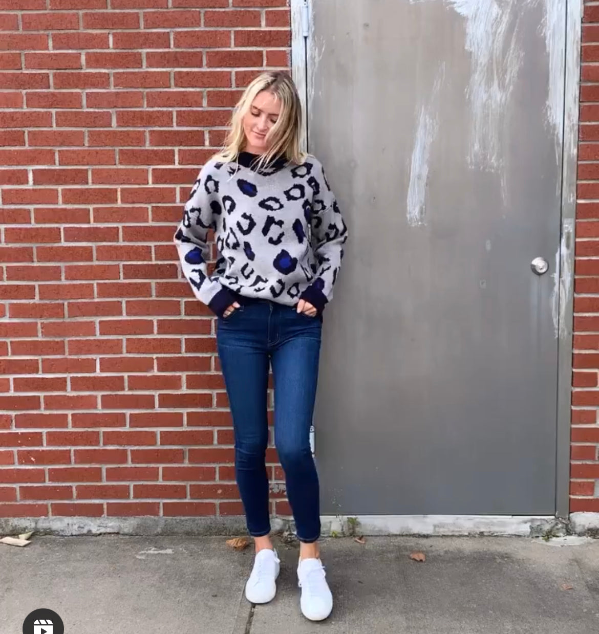 Blue & Grey Cheetah Sweater