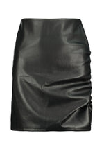 Load image into Gallery viewer, Side Ruche Leather Skirt
